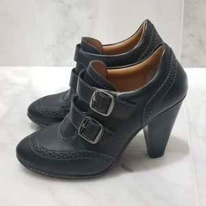 Euro Soft Leather Sadira Buckled Booties Black